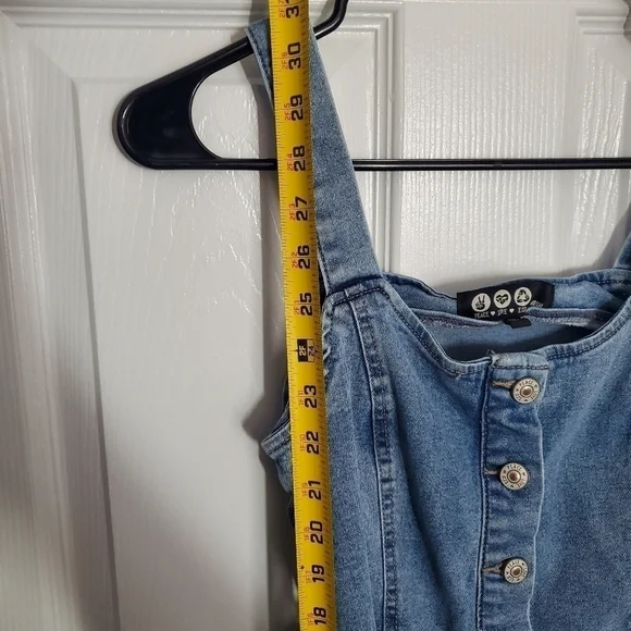 Peace Love Eco Denium Button and Tie Mini Dress - Picture 8 of 10